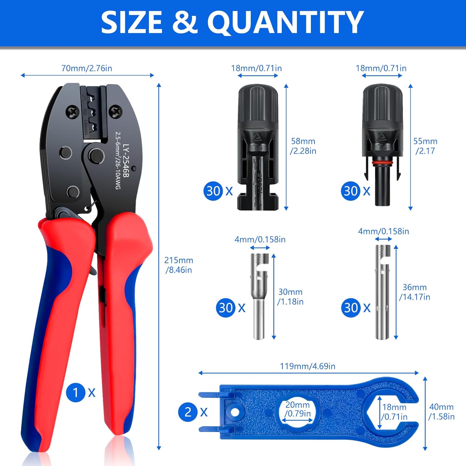 Renewable Energy Us - Kit de connecteurs de panneaux solaires,